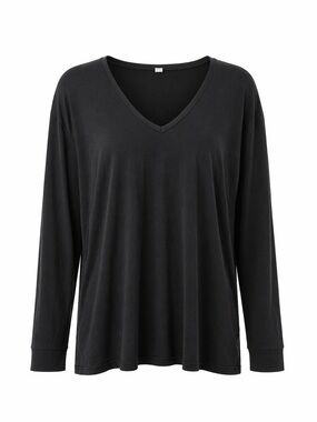 Uniqlo Black V-Neck Long Sleeve Tee XL Relaxed Basic Top
